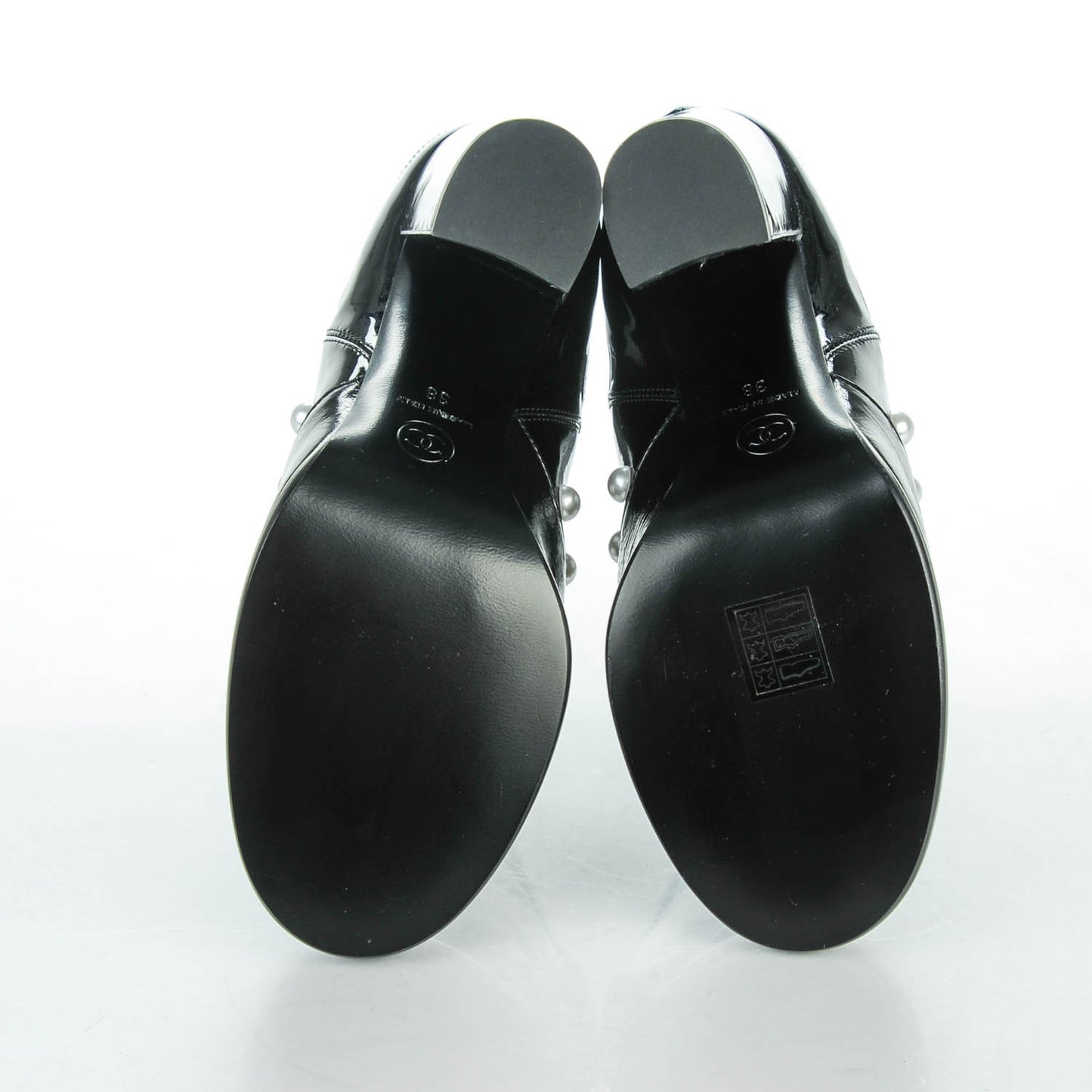 Patent Pearl Elastic Boots 38 Black