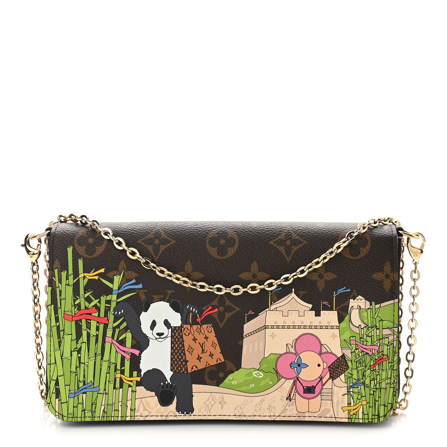 Louis Vuitton Monogram 2021 Christmas Animation China Wall Pochette Felicie Chain Wallet Myosotis Blue 1 of 8
