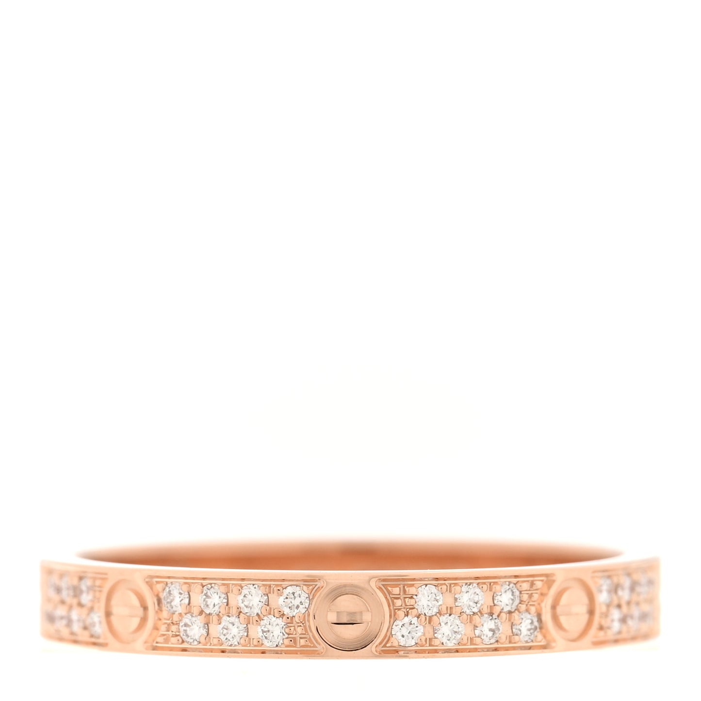 18K Pink Gold Diamond 2.6mm LOVE Paved Band Ring 51 5.75