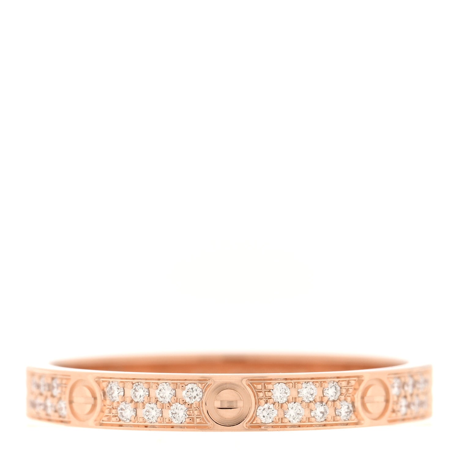 Cartier 18K Pink Gold Diamond 2.6mm LOVE Paved Band Ring 51 5.75 1 of 4