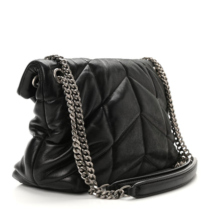 Saint Laurent Lambskin Quilted Small Loulou Puffer Monogram Chain Satchel Black 2 of 9