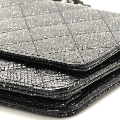 Chanel Glitter Calfskin Quilted Wallet on Chain WOC Black 10 of 11