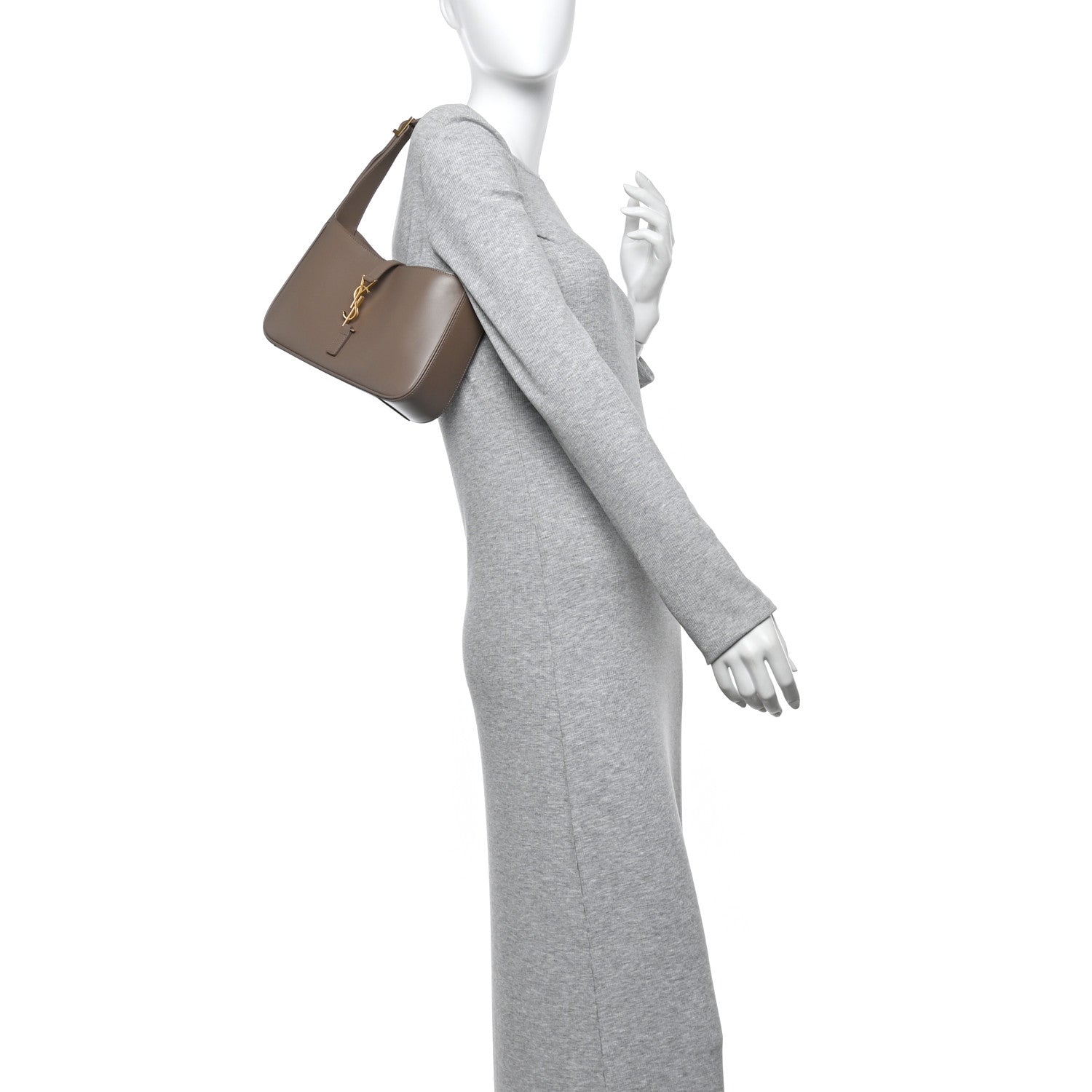 Saint Laurent Smooth Calfskin Le 5 A 7 Hobo Taupe 2 of 10