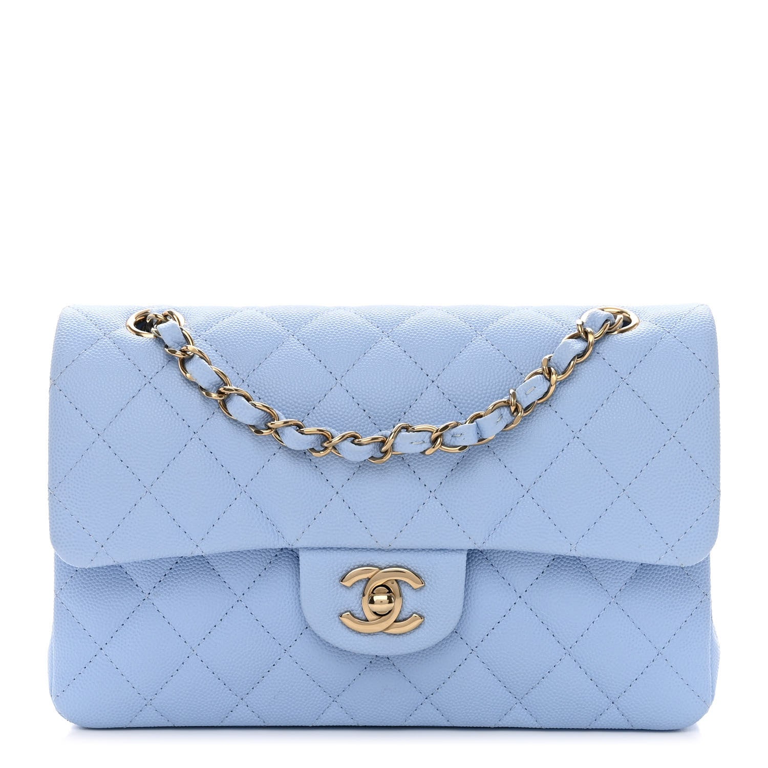 Chanel Caviar Quilted Small Double Flap Light Blue 1 of 10
