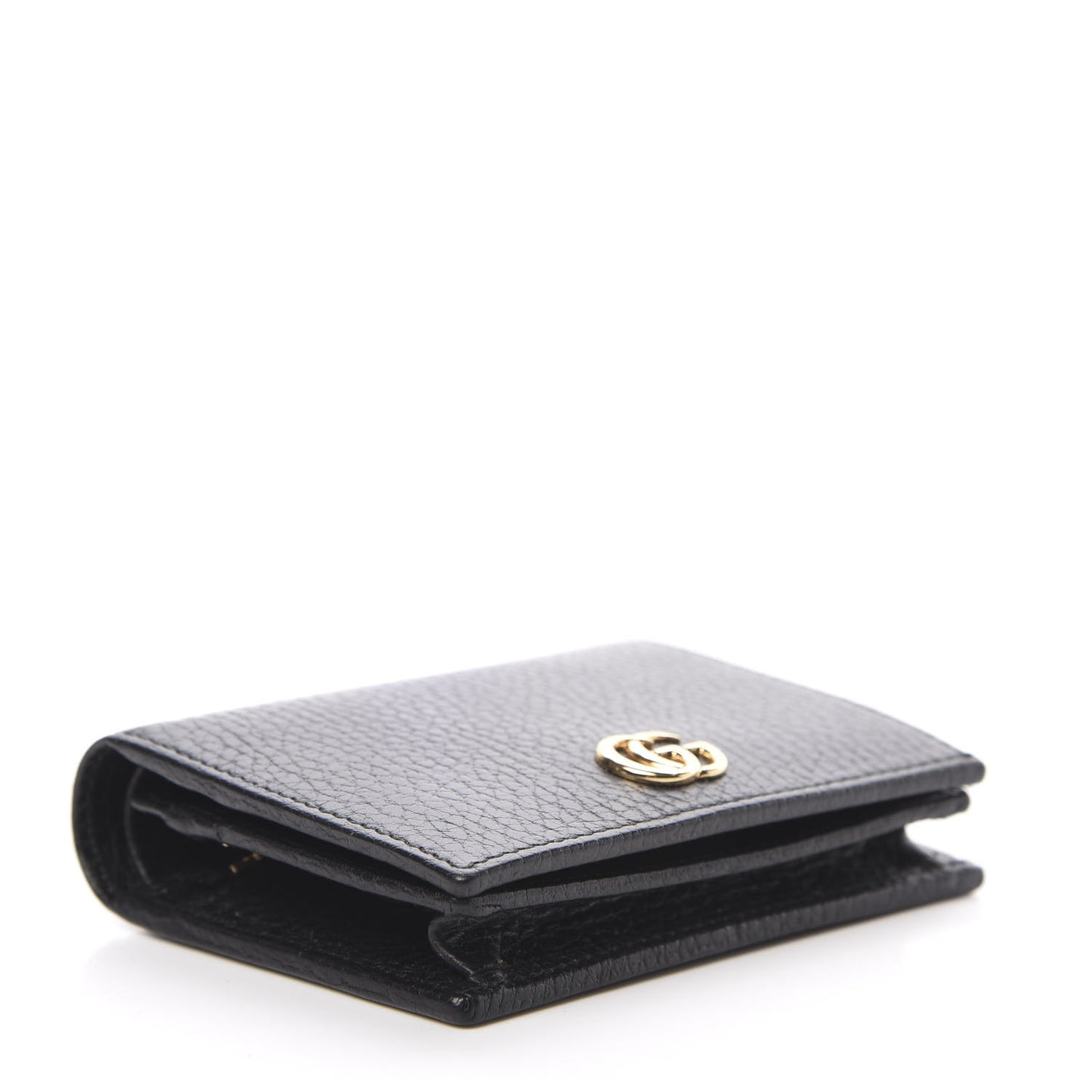 Pebbled Calfskin GG Marmont Card Case Black