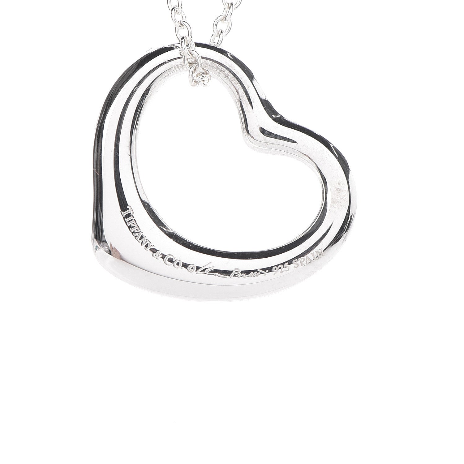 Tiffany Sterling Silver 22mm Elsa Peretti Open Heart Pendant Necklace 8 of 8