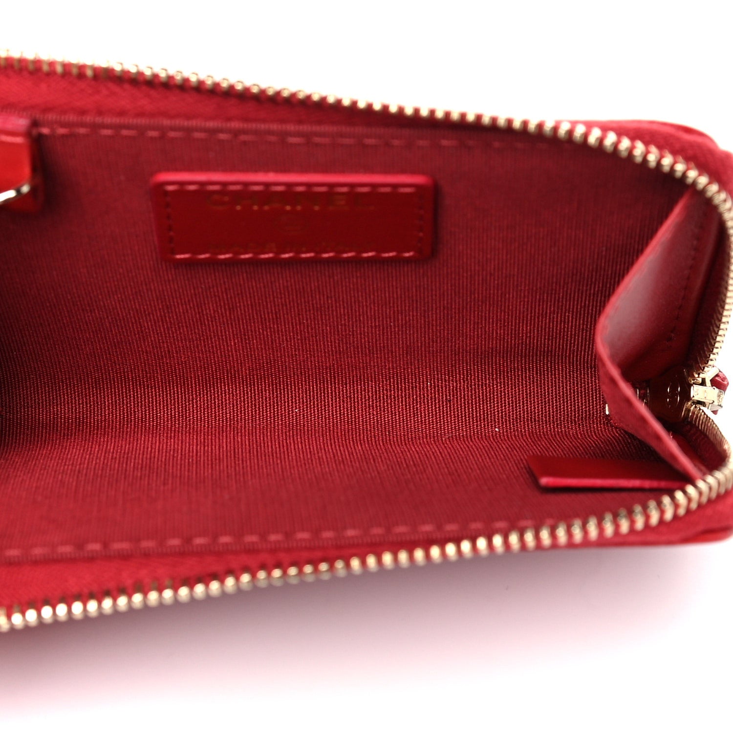 Chanel Caviar Camellia Embossed Key Holder Case Red 5 of 9