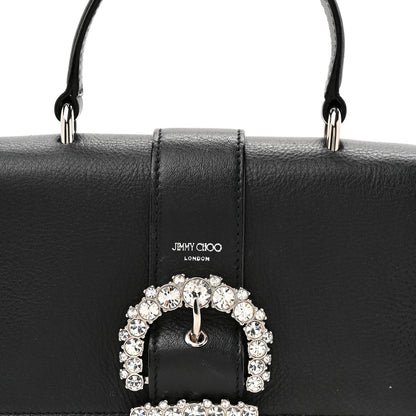 Jimmy Choo Calfskin Crystal Small Cheri Top Handle Bag Black 7 of 13