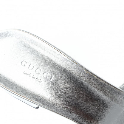 Gucci Metallic Nappa Crystal Maxine Horsebit Slide Sandals 38.5 Silver 8 of 10