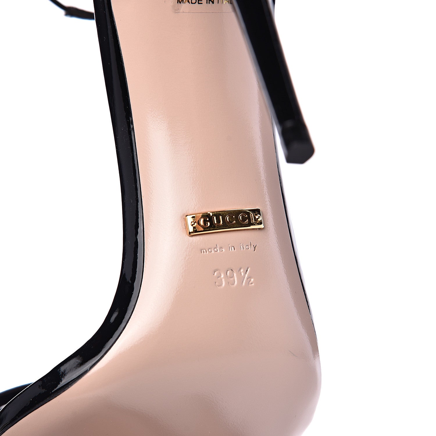 Gucci Patent Crystal Removable Bow Sandals 39.5 Black 7 of 9