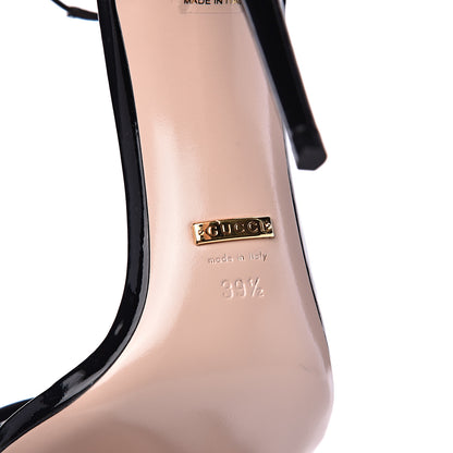Gucci Patent Crystal Removable Bow Sandals 39.5 Black 7 of 9