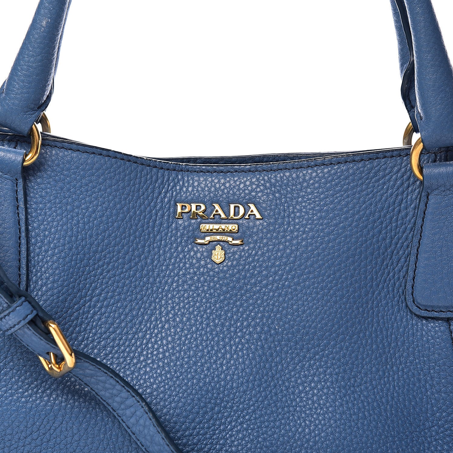 Prada Vitello Daino Side Pocket Tote Cobalto 18 of 18
