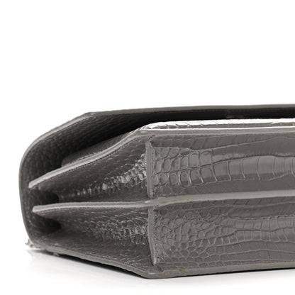 Saint Laurent Calfskin Crocodile Embossed Medium Monogram Sunset Fog 9 of 11