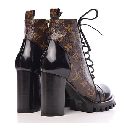 Louis Vuitton Patent Calfskin Monogram Star Trail Ankle Boots 36.5 Black 4 of 12