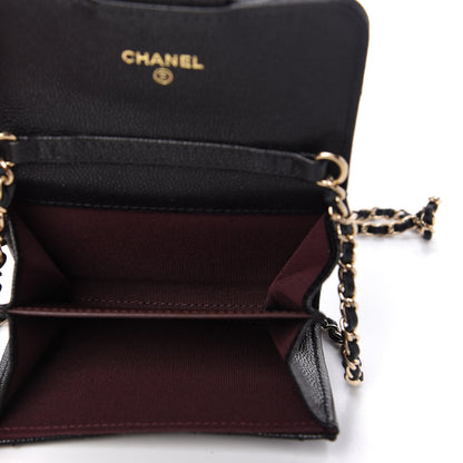 Chanel Caviar Quilted Flap Card Holder On Chain Black 5 of 9