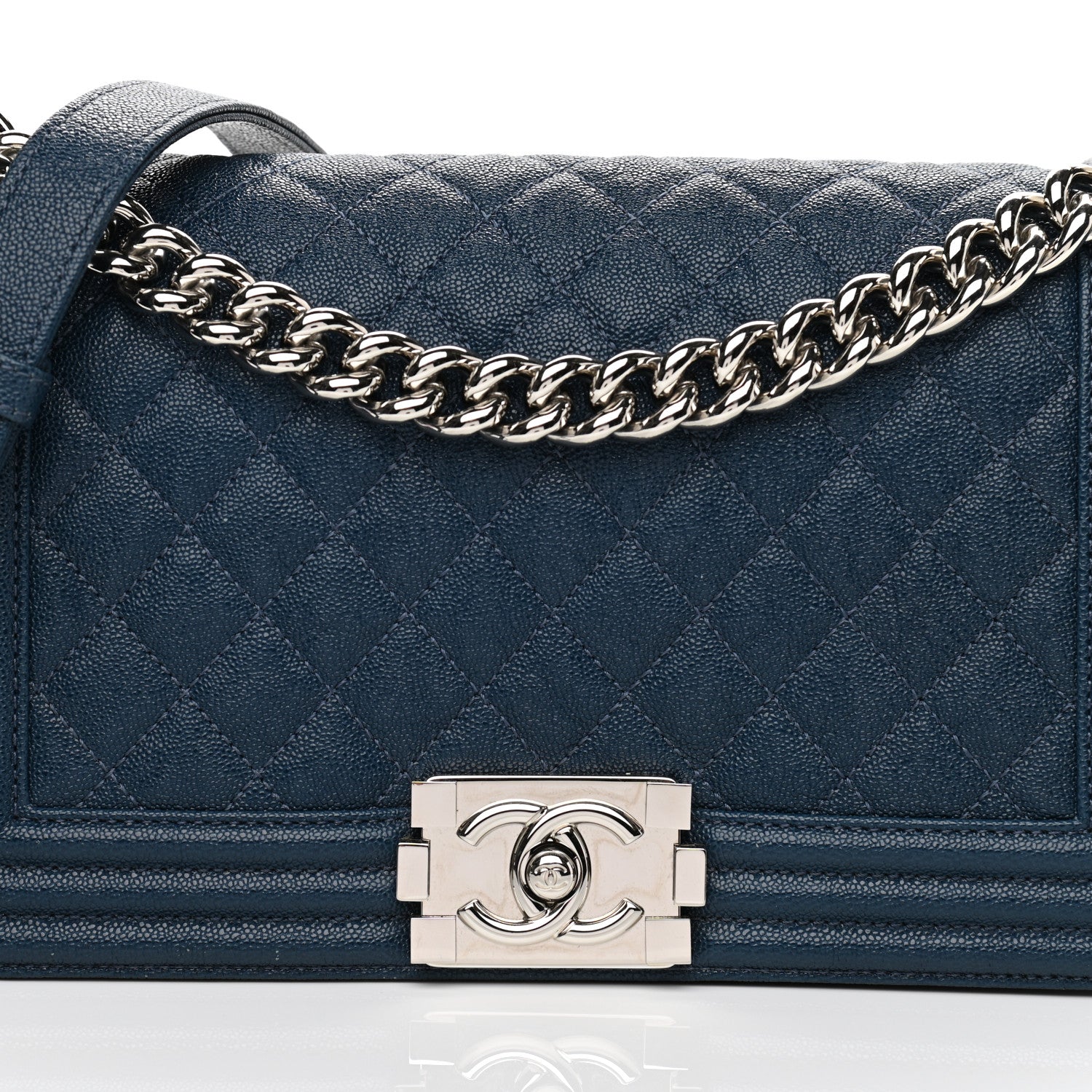 Chanel Caviar Quilted Medium Boy Flap Dark Blue 8 of 11