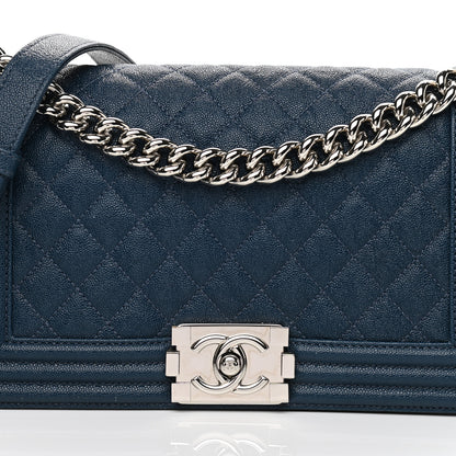 Chanel Caviar Quilted Medium Boy Flap Dark Blue 8 of 11