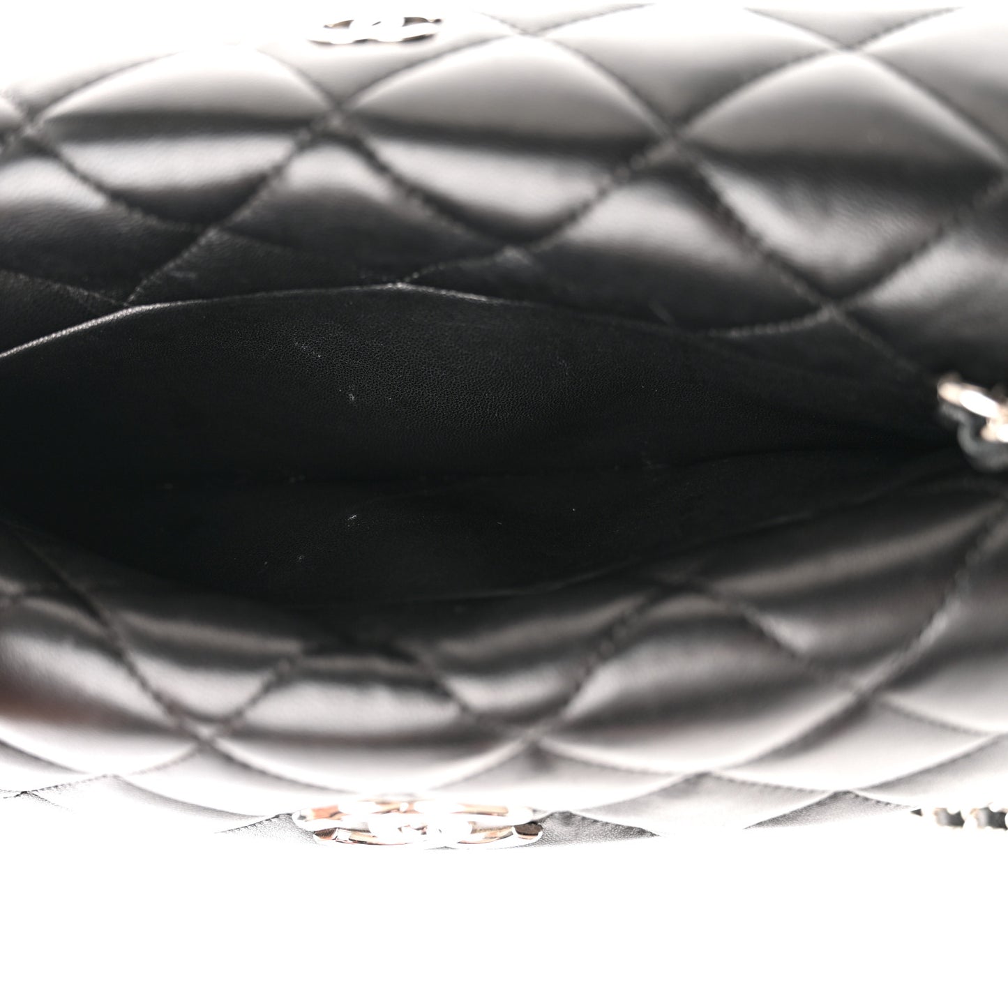Lambskin Quilted Double Sided Clutch With Chain Black