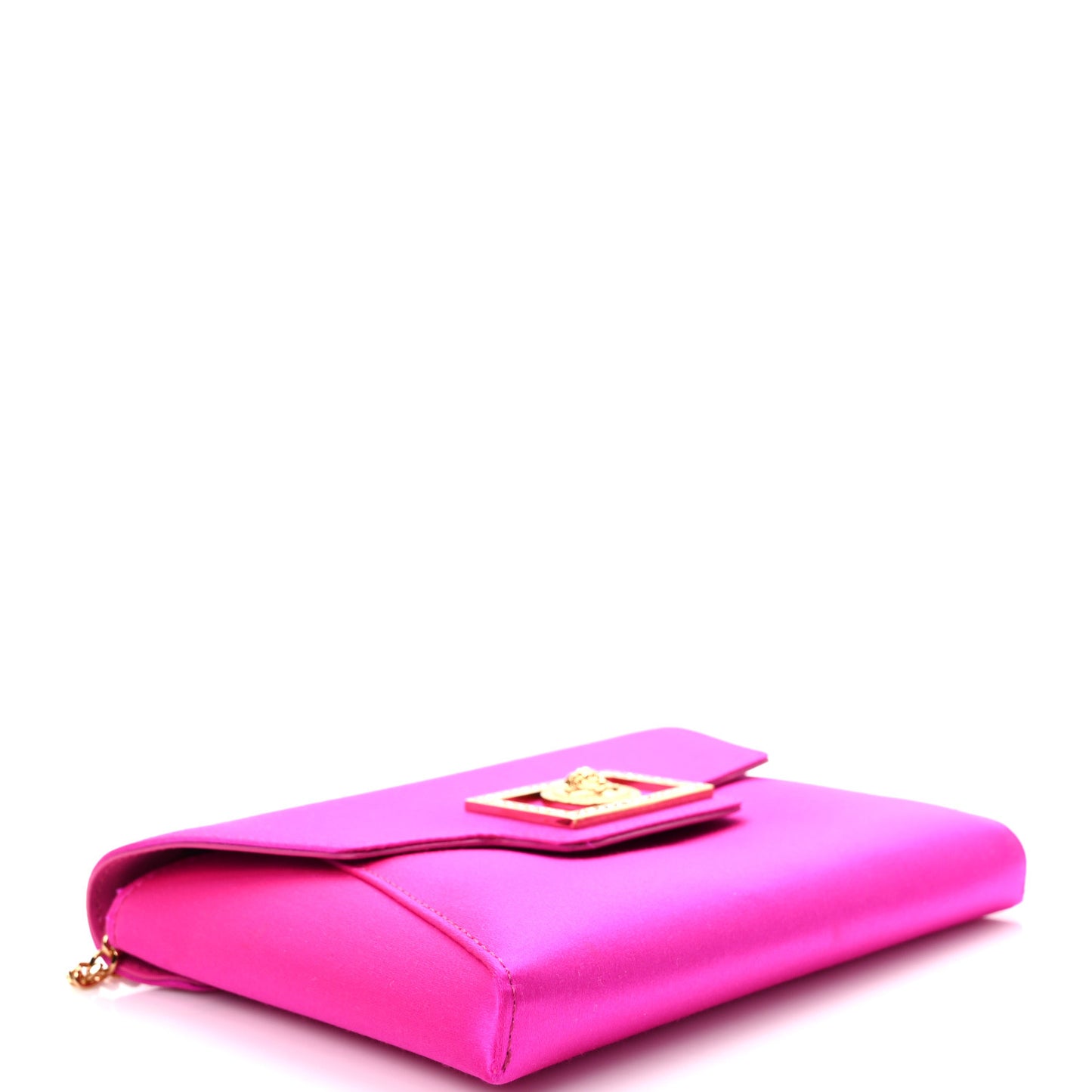Satin Crystal Embellished La Medusa Pouch On Chain Pink
