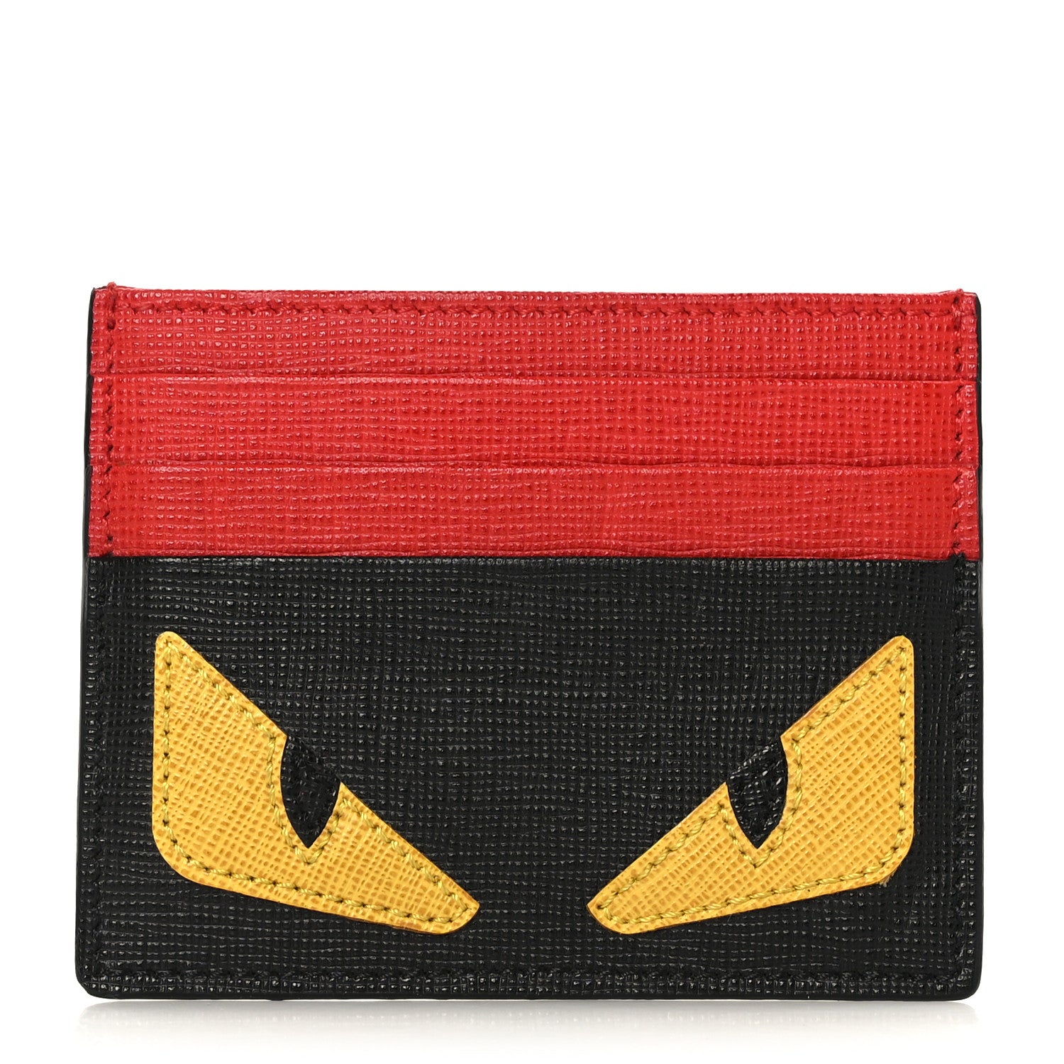 Fendi Vitello Elite Monster Eyes Card Holder Black Yellow Red 1 of 8