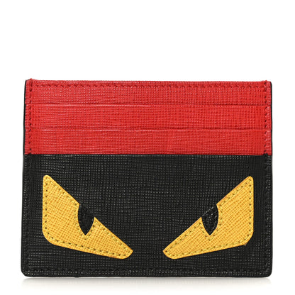 Fendi Vitello Elite Monster Eyes Card Holder Black Yellow Red 1 of 8