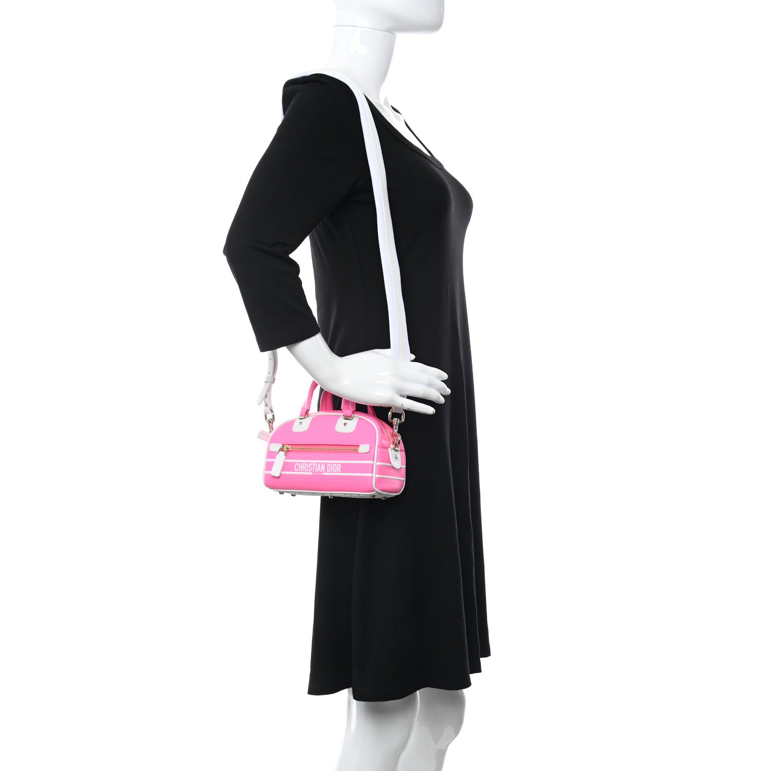 Christian Dior Calfskin Micro Dior Vibe Zip Bowling Bag Pink Multicolor 2 of 10