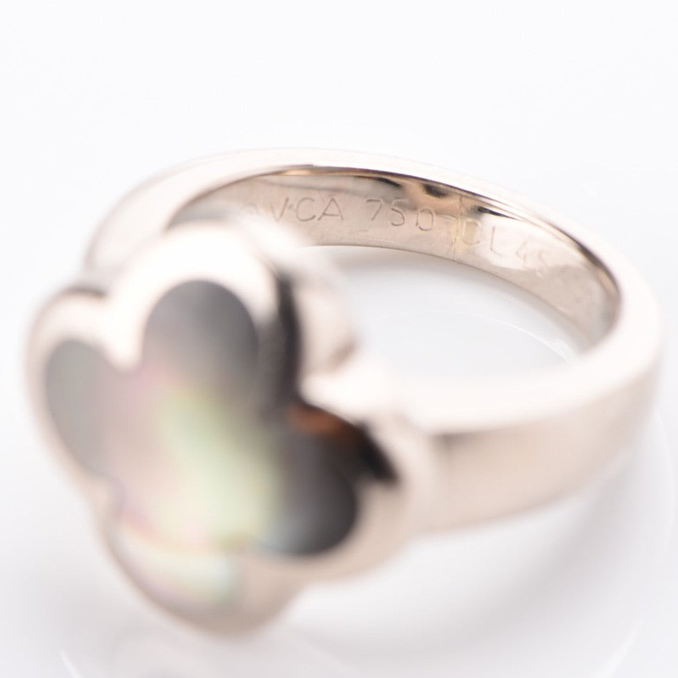 Van Cleef & Arpels 18K White Gold Mother of Pearl Pure Alhambra Ring 49 4.75 6 of 7