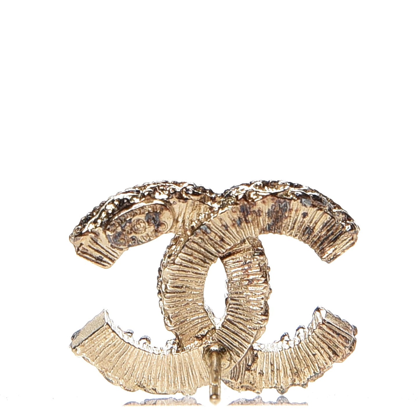 Enamel CC Baroque Earrings Beige Gold