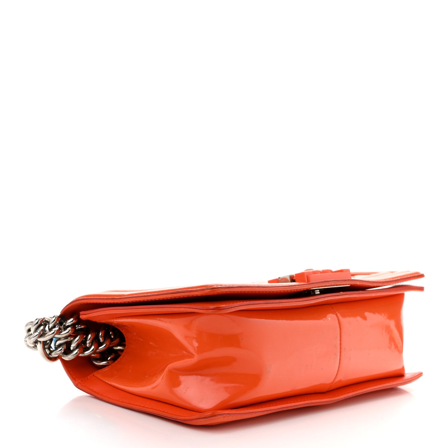 Chanel Patent Calfskin Quilted Medium Plexiglass Boy Flap Orange 4 of 13