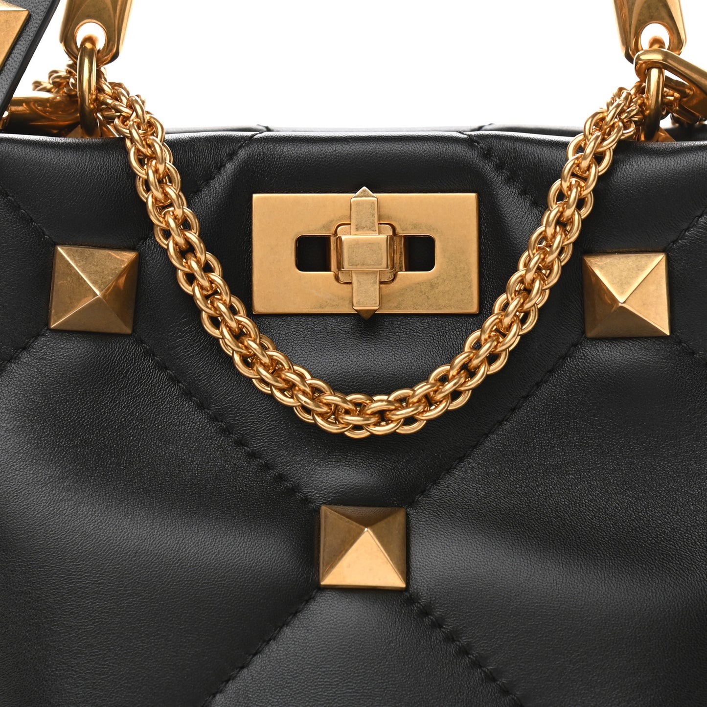 Nappa Small Roman Stud The Handle Bag Black