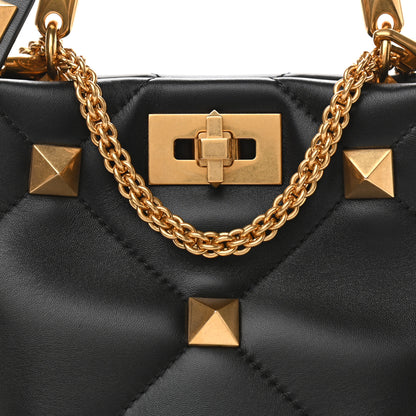 Valentino Garavani Nappa Small Roman Stud The Handle Bag Black 7 of 9