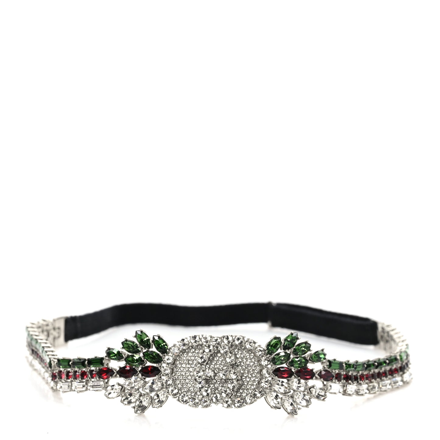 Crystal Embellished Interlocking GG Headband Green Red