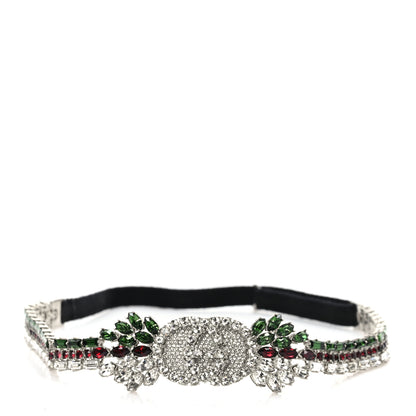 Gucci Crystal Embellished Interlocking GG Headband Green Red 1 of 5