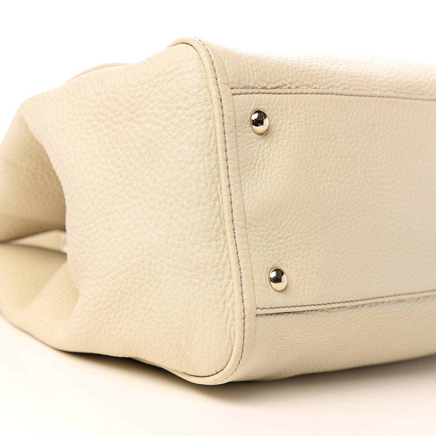 Pebbled Calfskin Medium Soho Shoulder Bag Off White