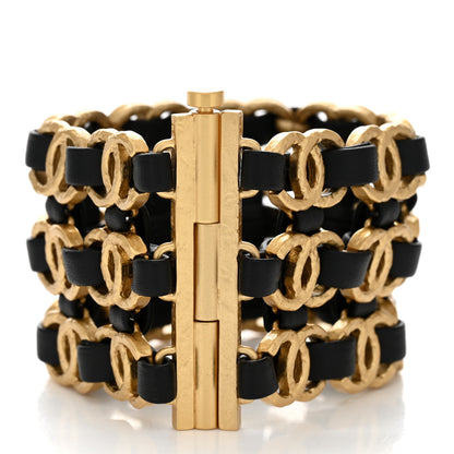 Chanel Lambskin CC Chain Bracelet Black Gold 3 of 5