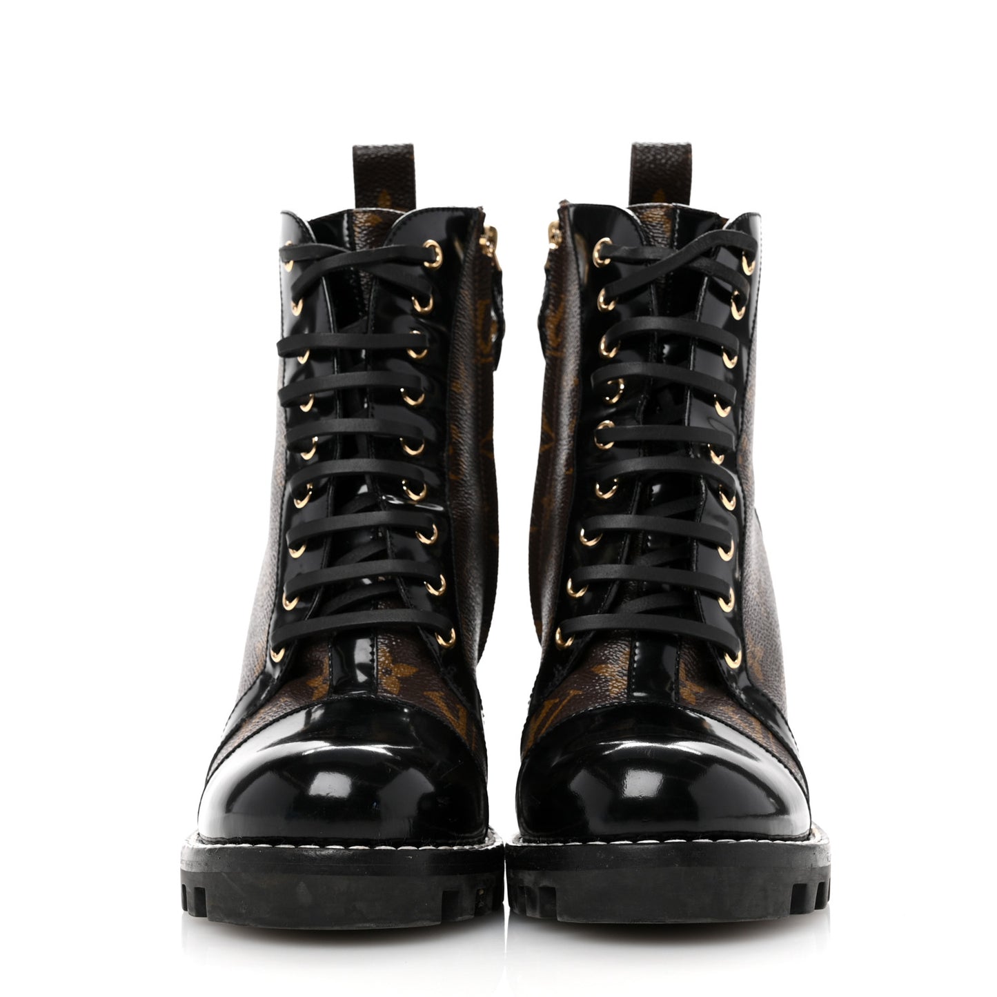 Patent Calfskin Monogram Star Trail Ankle Boots 38 Black