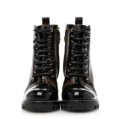 Louis Vuitton Patent Calfskin Monogram Star Trail Ankle Boots 38 Black 3 of 13