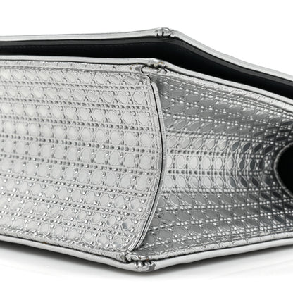 Christian Dior Metallic Patent Micro-Cannage Medium Diorama Flap Bag Silver 7 of 17
