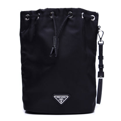 Prada Saffiano Tessuto Nylon Vela Bucket Wristlet Black 1 of 12