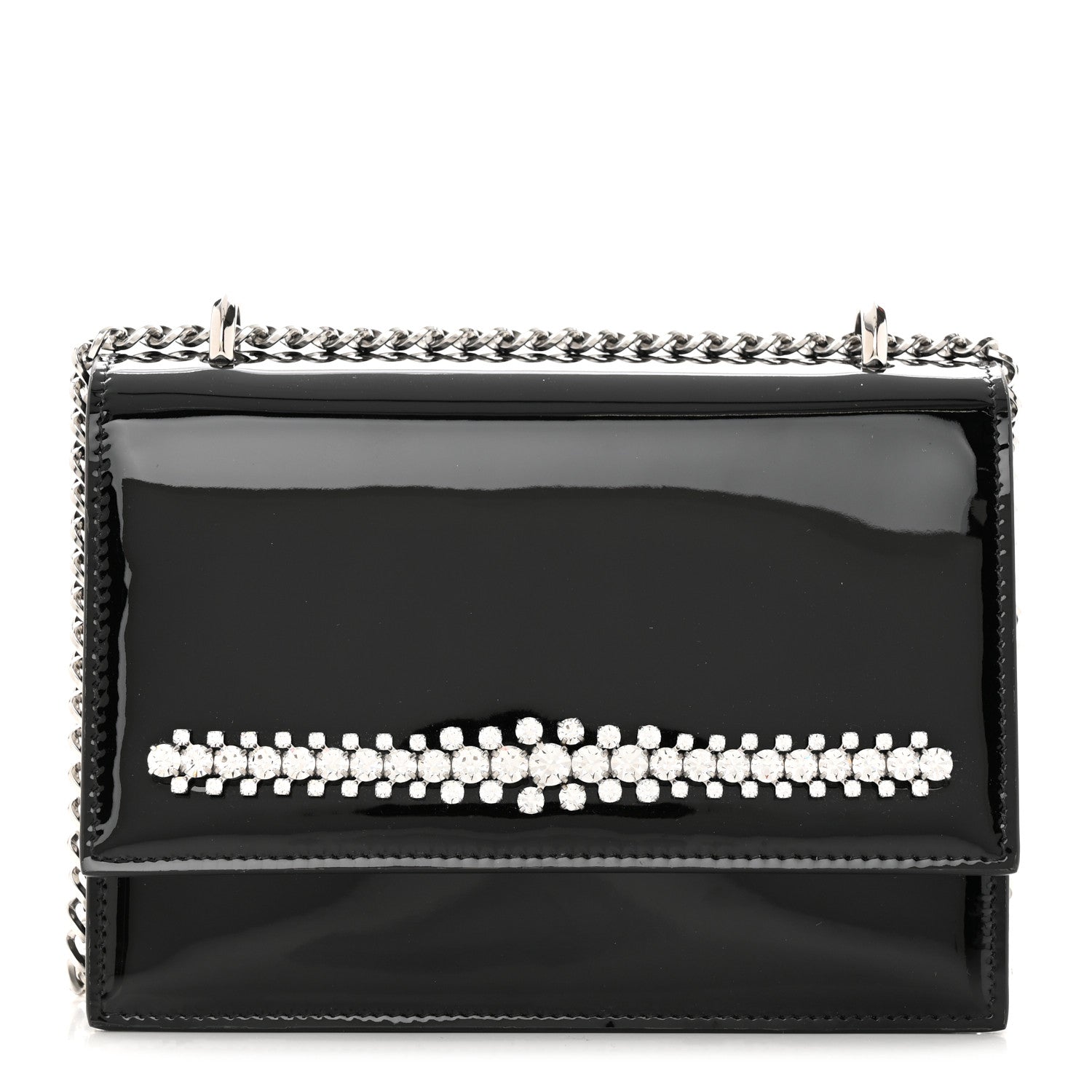 Jimmy Choo Patent Crystal Embellished Bing Bohemia Crossbody Bag Black 1 of 15