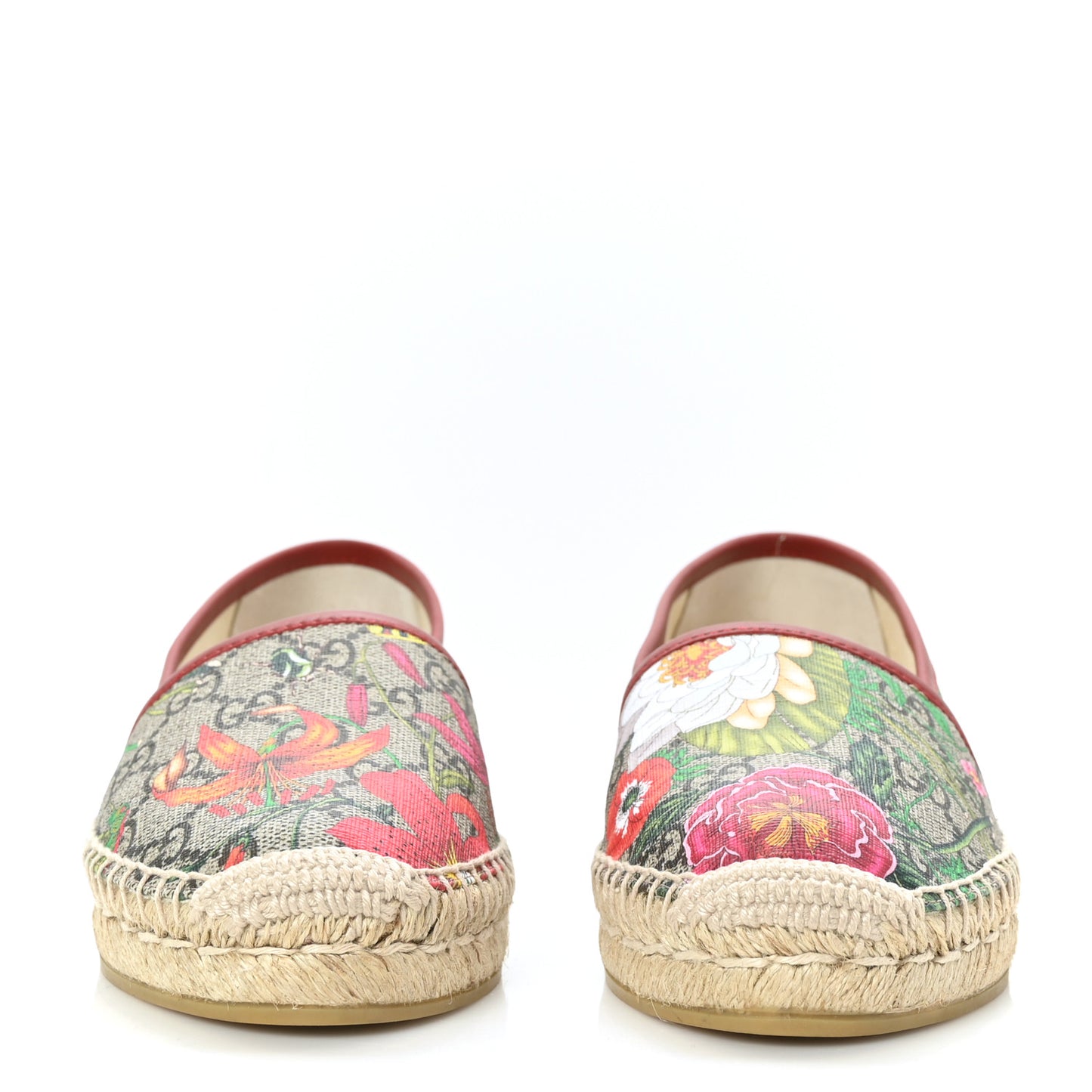 GG Supreme Monogram Tian Womens Espadrilles 35.5 Beige Multicolor Red