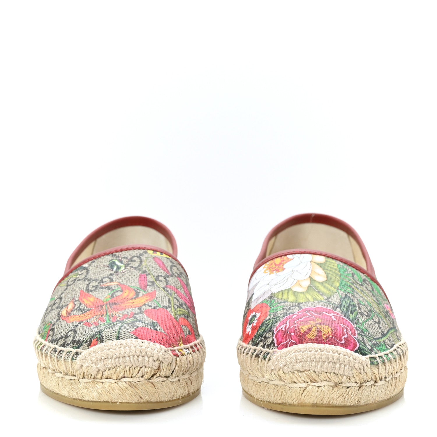 Gucci GG Supreme Monogram Tian Womens Espadrilles 35.5 Beige Multicolor Red 2 of 9