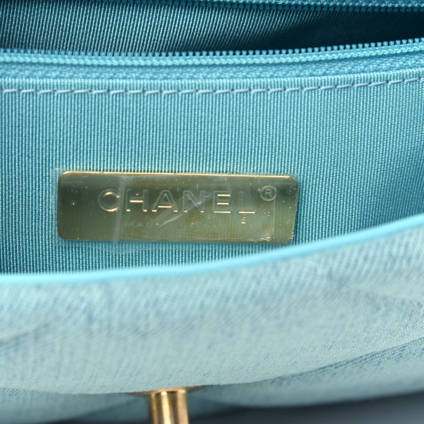 Denim Quilted Medium Chanel 19 Flap Neon Blue