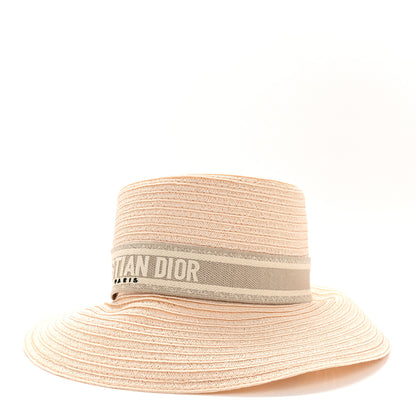 Christian Dior Straw Bucket Hat 57 Natural Rose Des Vents 1 of 8