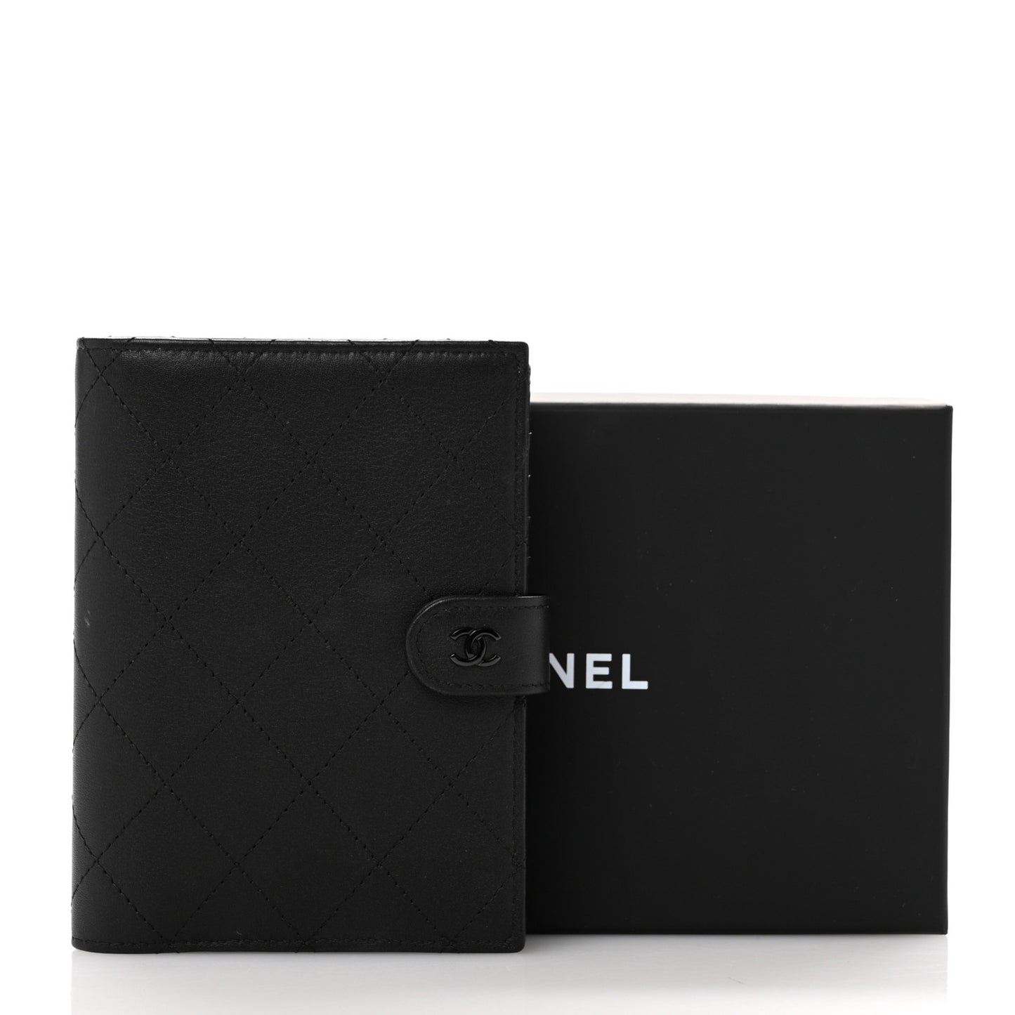 Grained Calfskin Quilted passport Holder Wallet So Black
