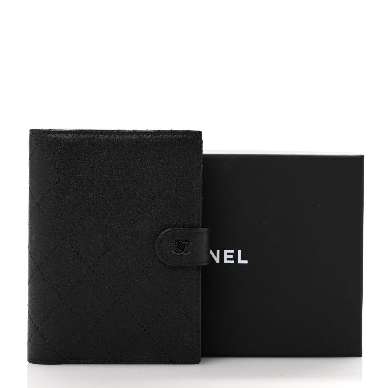 Chanel Grained Calfskin Quilted passport Holder Wallet So Black 10 of 10