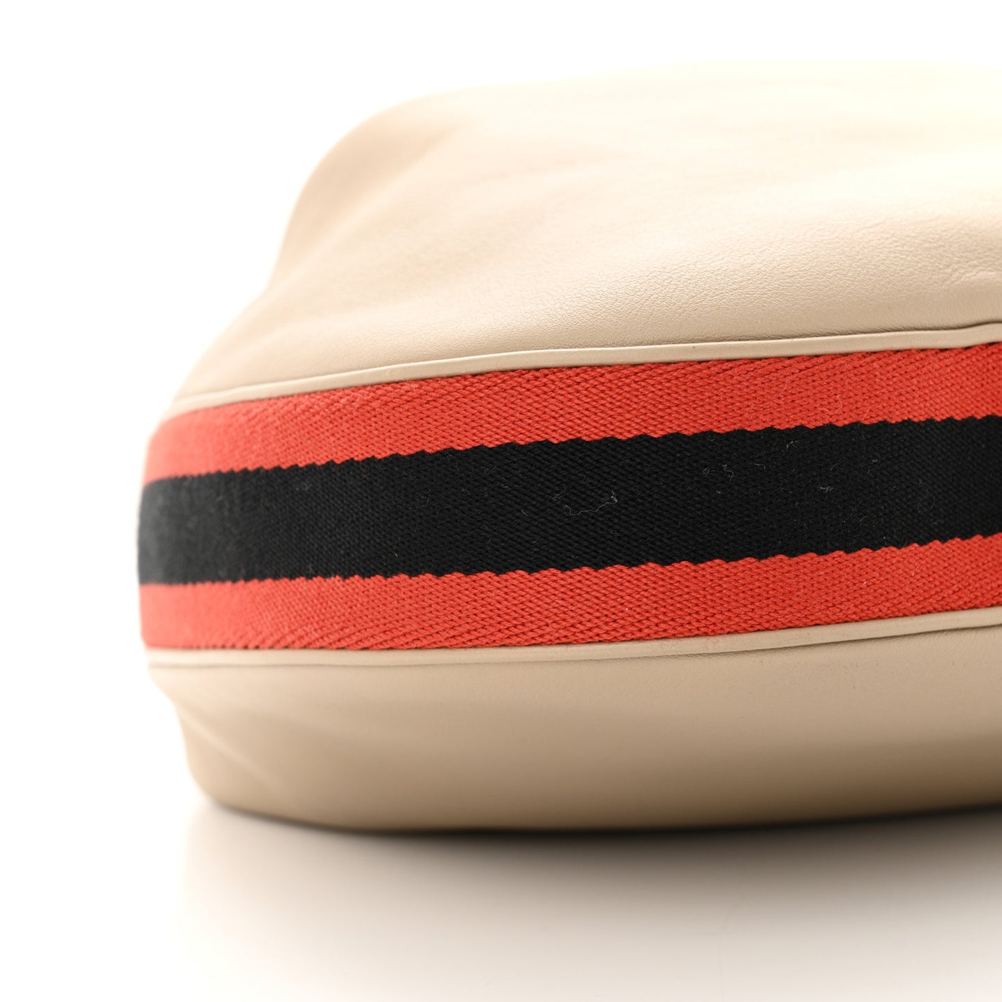 Aria Calfskin Web Large Attache Shoulder Bag Beige