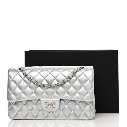 Chanel Metallic Lambskin Quilted Medium Double Flap Silver 11 of 11