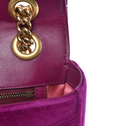 Gucci Velvet Matelasse Small GG Marmont Shoulder Bag Fuchsia Violet Cyclamen 8 of 12