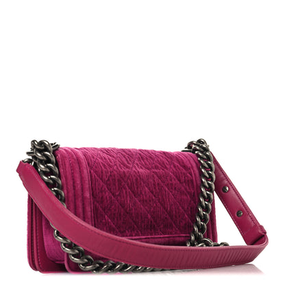 Chanel Velvet Quilted Small Boy Flap Fuchsia 3 of 10